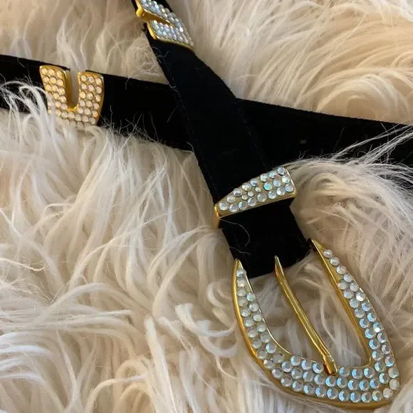 💞CACHE St.Maarten💞velvet/crystal belt